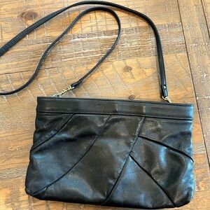 Amanda Smith Black Crossbody Bag with Pleated Design